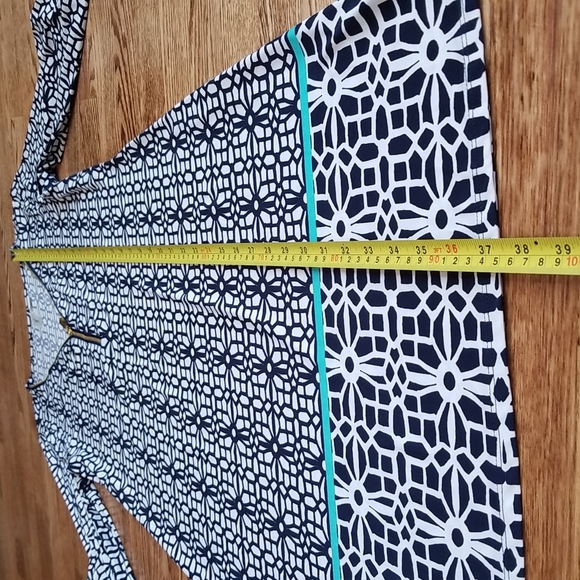 (S) Tacera Geometric Print Loose ¾ Sleeve V Neck Tunic Dress Vacation Summer - Picture 5 of 10